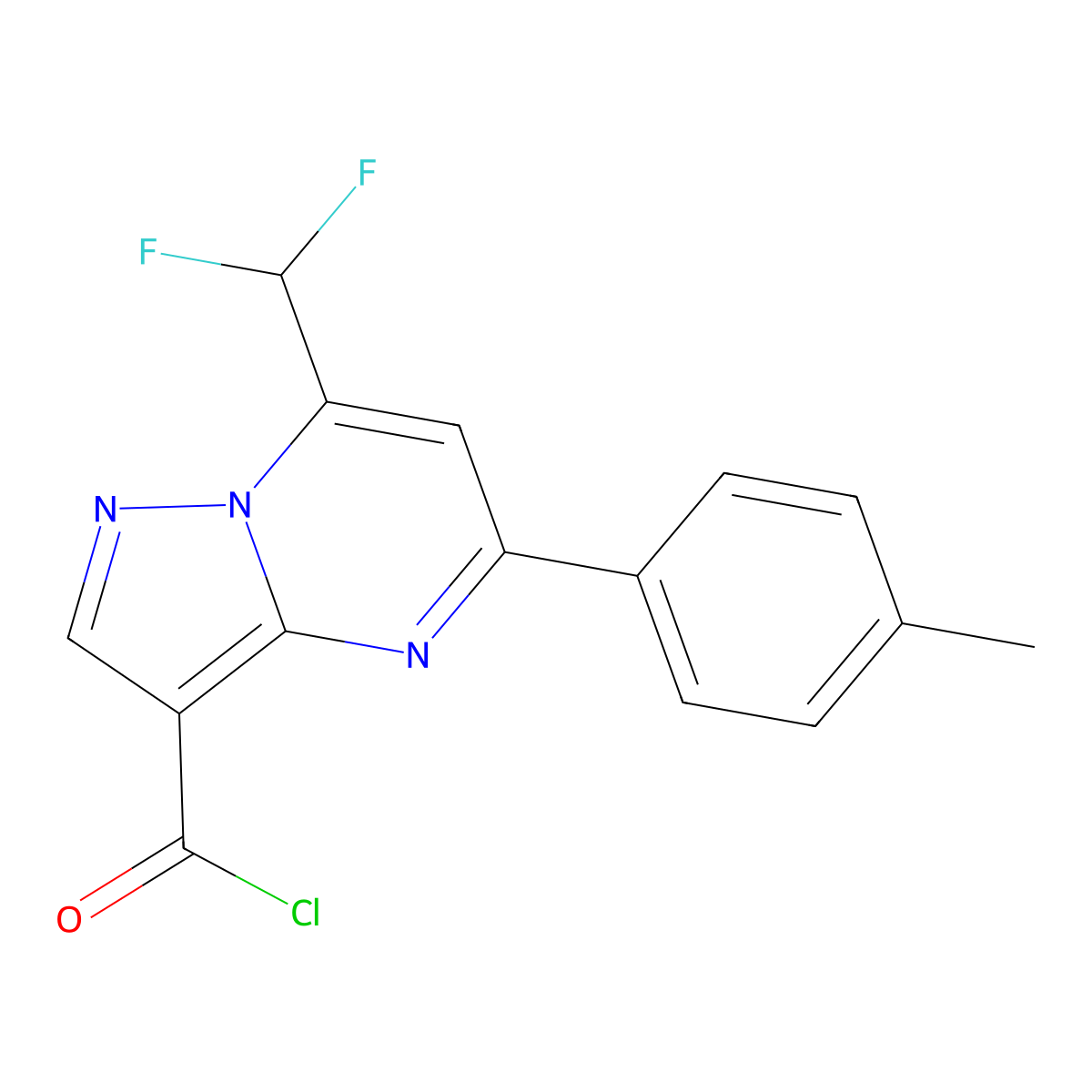 7-(Difluoromethyl)-5-(4-methylphenyl)pyrazolo[1,5-a]pyrimidine-3-carbonyl chloride molecular structure, CAS 862657-67-8