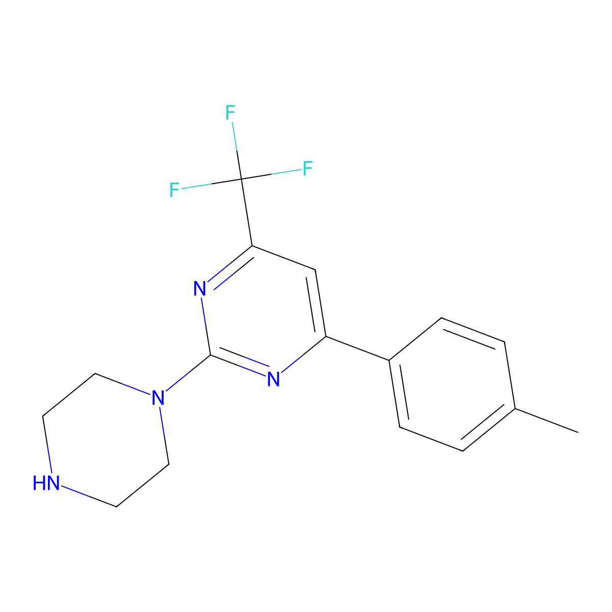 4-(4-Methylphenyl)-2-(piperazin-1-yl)-6-(trifluoromethyl)pyrimidine molecular structure, CAS 862657-90-7