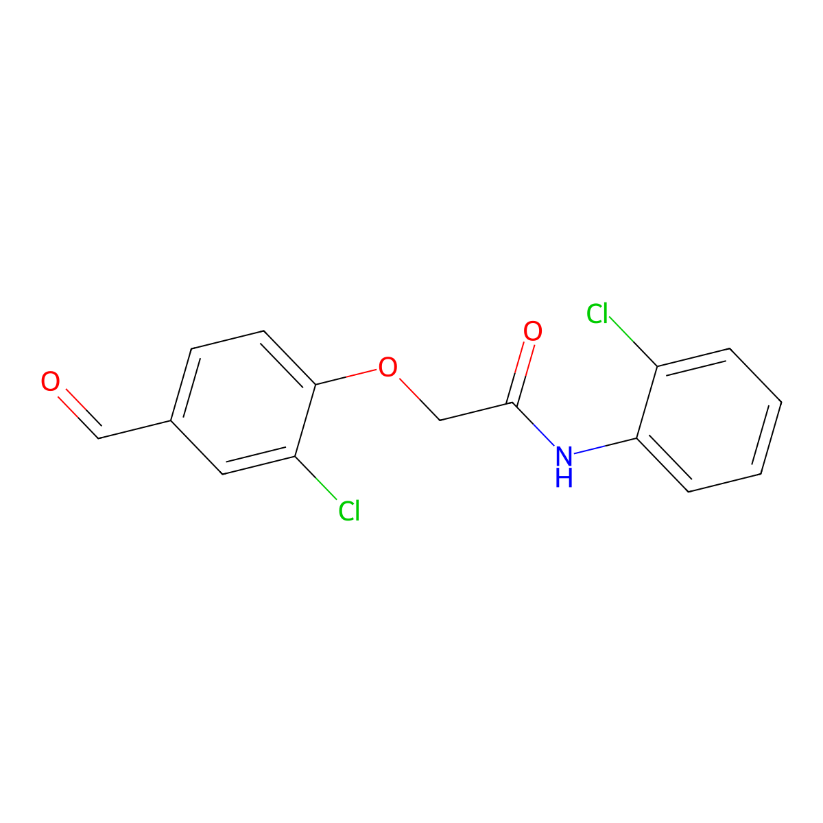 2-(2-chloro-4-formylphenoxy)-N-(2-chlorophenyl)acetamide molecular structure, CAS 862659-78-7