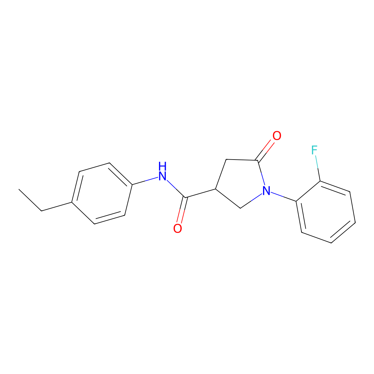 N-(4-ethylphenyl)-1-(2-fluorophenyl)-5-oxopyrrolidine-3-carboxamide molecular structure, CAS 862661-64-1
