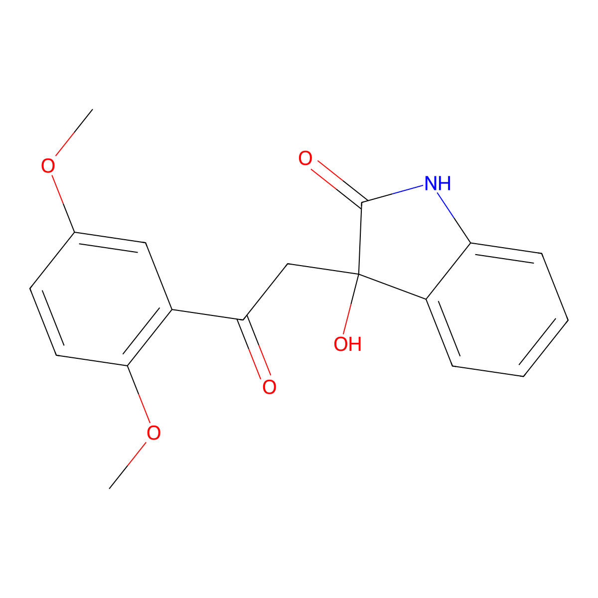 3-[2-(2,5-dimethoxyphenyl)-2-oxoethyl]-3-hydroxy-1,3-dihydro-2H-indol-2-one molecular structure, CAS 862662-54-2