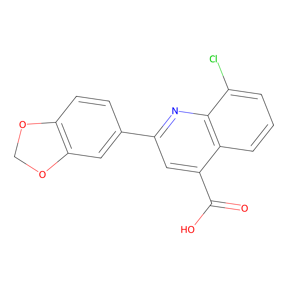 2-(1,3-Benzodioxol-5-yl)-8-chloroquinoline-4-carboxylic acid molecular structure, CAS 862663-03-4