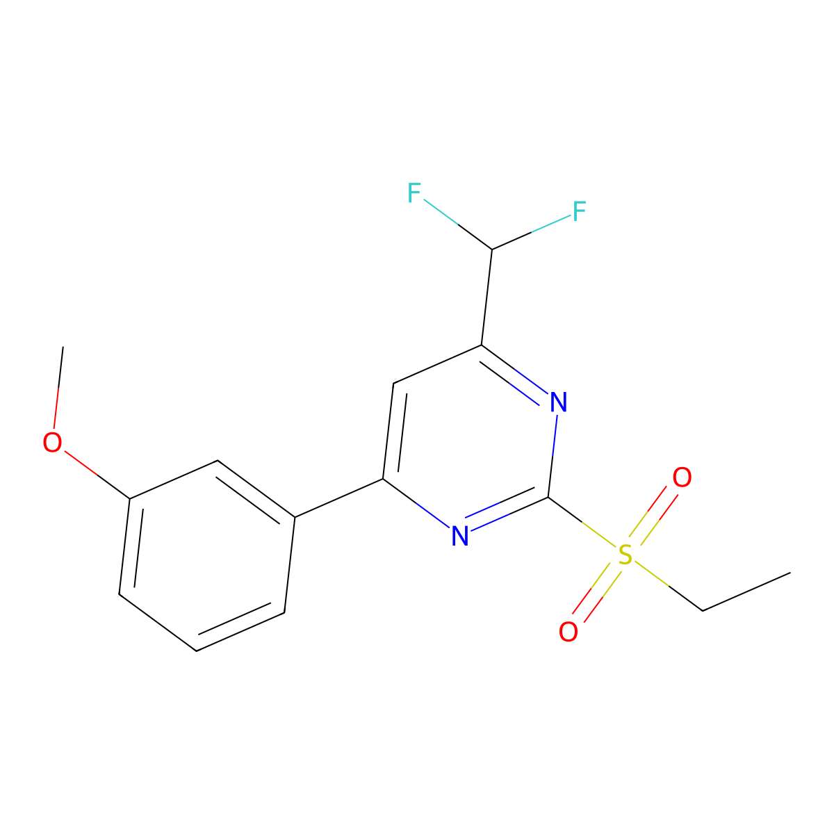 4-(Difluoromethyl)-2-(ethylsulfonyl)-6-(3-methoxyphenyl)pyrimidine molecular structure, CAS 862663-49-8