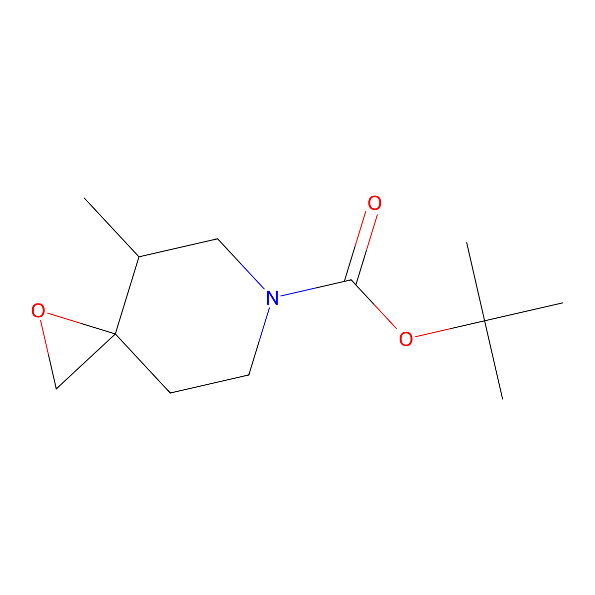 Tert-butyl 4-methyl-1-oxa-6-azaspiro[2.5]octane-6-carboxylate molecular structure, CAS 862669-17-8