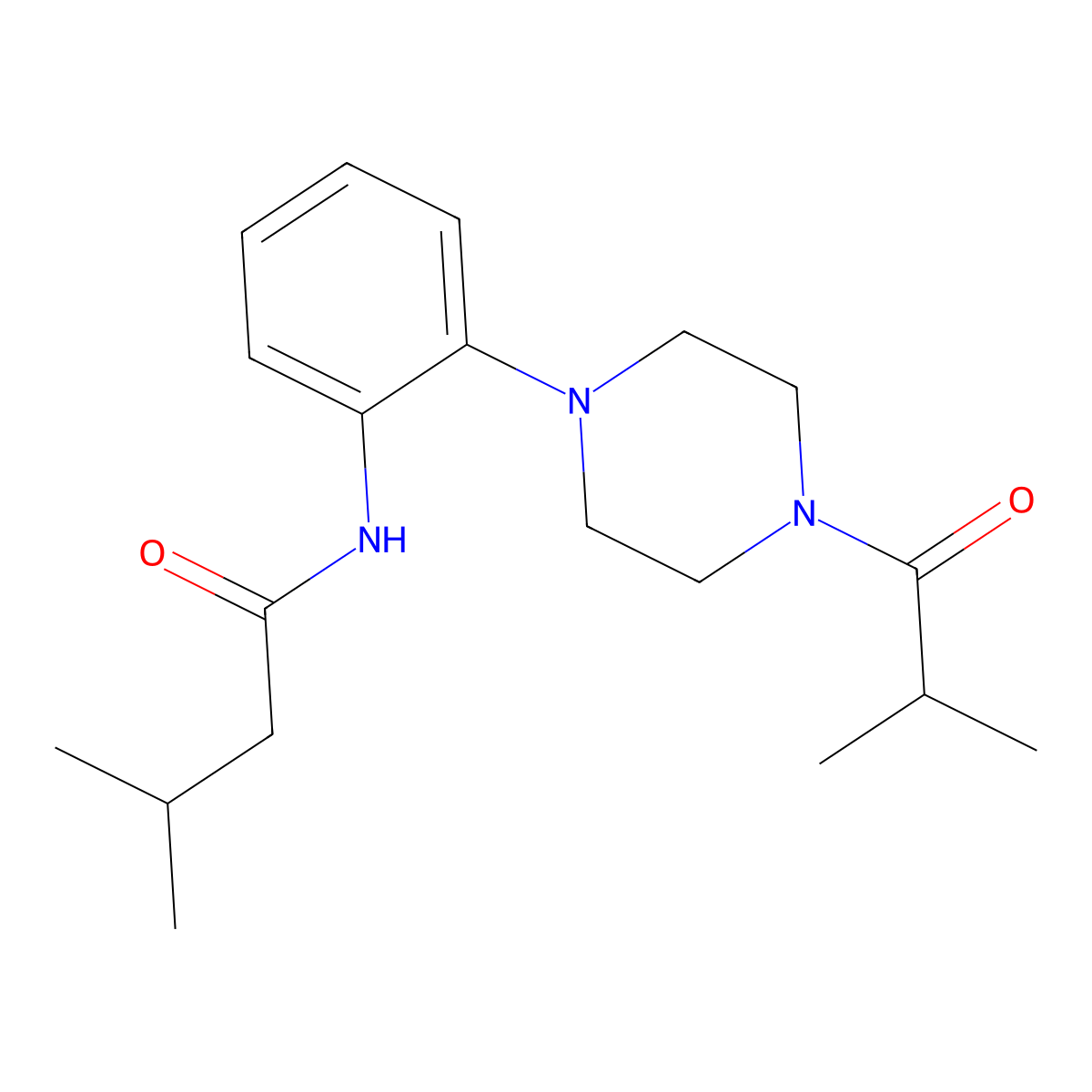 3-methyl-N-[2-[4-(2-methylpropanoyl)piperazin-1-yl]phenyl]butanamide molecular structure, CAS 862676-70-8