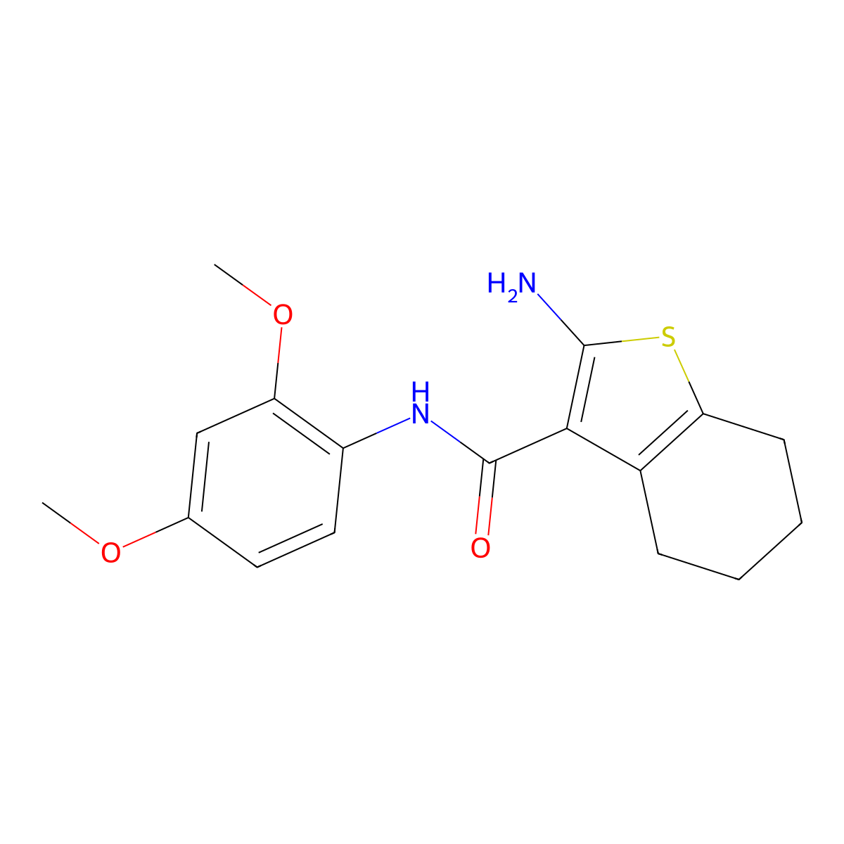 2-amino-N-(2,4-dimethoxyphenyl)-4,5,6,7-tetrahydro-1-benzothiophene-3-carboxamide molecular structure, CAS 862677-82-5