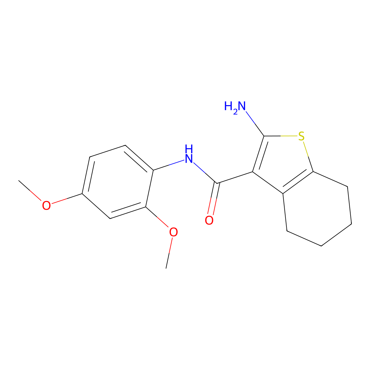 2-amino-N-(2,4-dimethoxyphenyl)-4,5,6,7-tetrahydro-1-benzothiophene-3-carboxamide molecular structure, CAS 862677-82-5