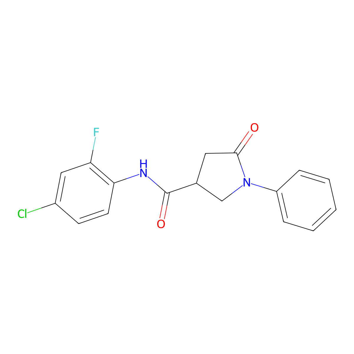 N-(4-chloro-2-fluorophenyl)-5-oxo-1-phenyl-3-pyrrolidinecarboxamide molecular structure, CAS 862678-13-5