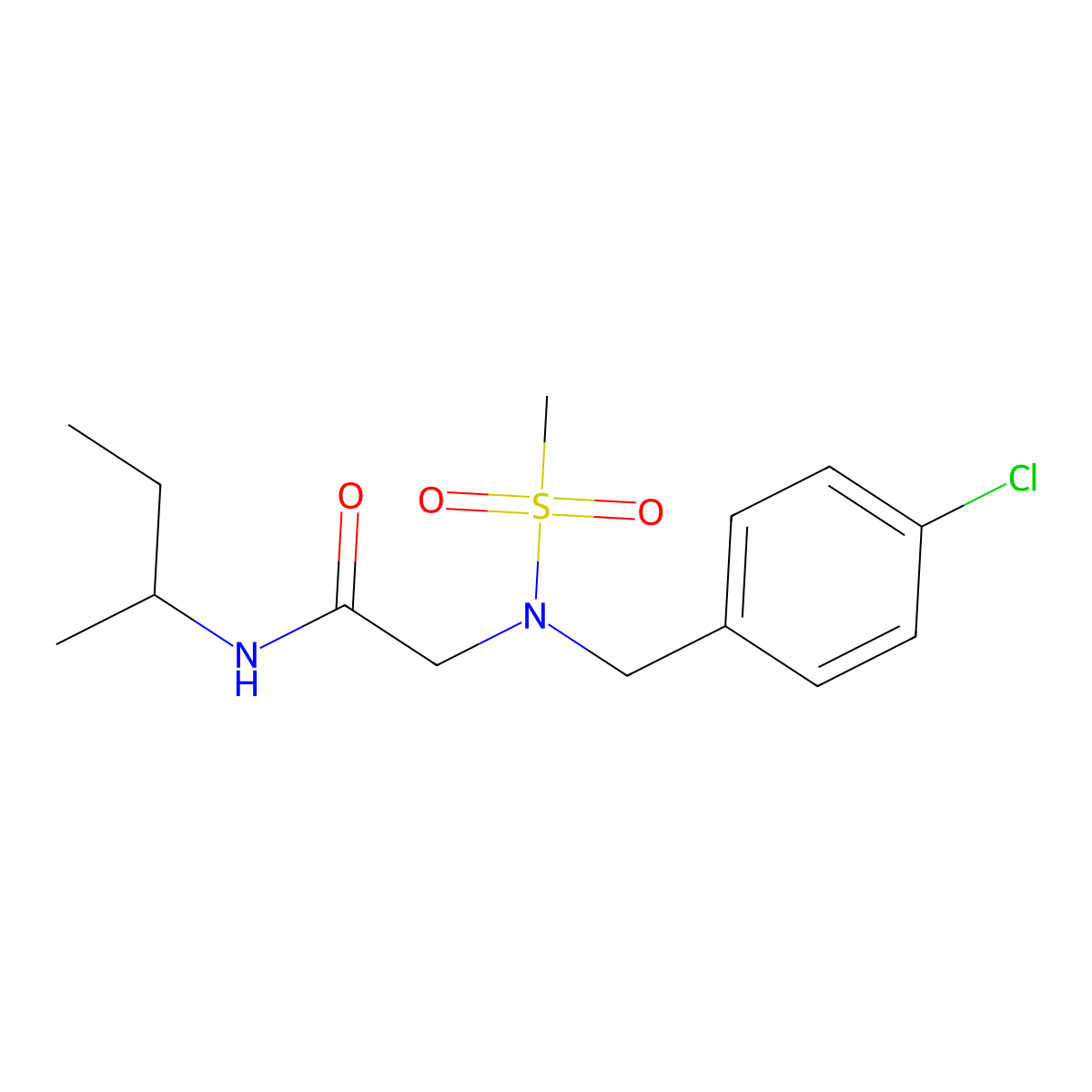N-(sec-butyl)-2-(N-(4-chlorobenzyl)methylsulfonamido)acetamide molecular structure, CAS 862678-44-2