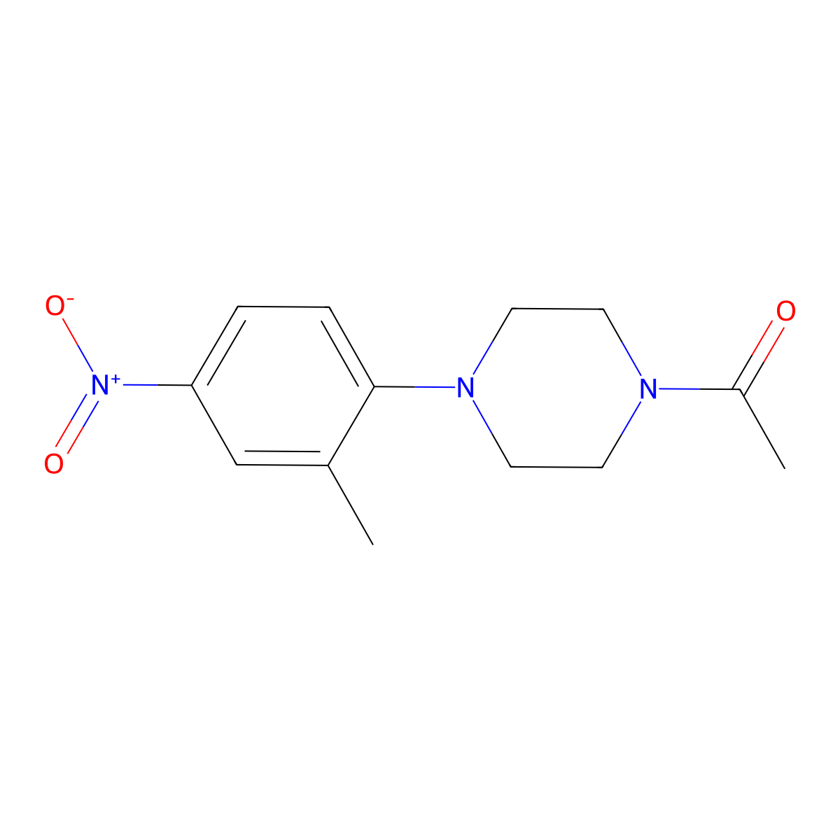 1-Acetyl-4-(2-methyl-4-nitrophenyl)piperazine molecular structure, CAS 862685-95-8