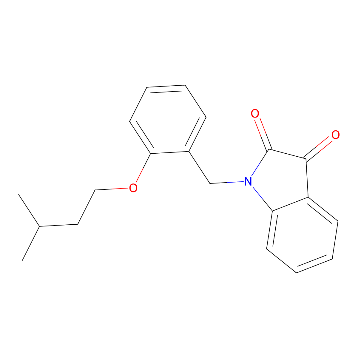 1-(2-(Isopentyloxy)benzyl)indoline-2,3-dione molecular structure, CAS 862691-14-3