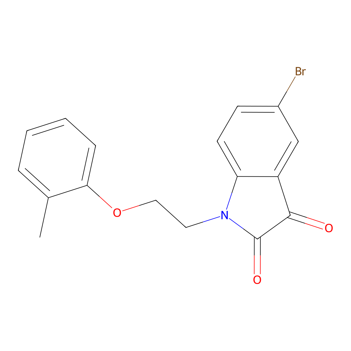 5-Bromo-1-(2-(o-tolyloxy)ethyl)indoline-2,3-dione molecular structure, CAS 862691-53-0