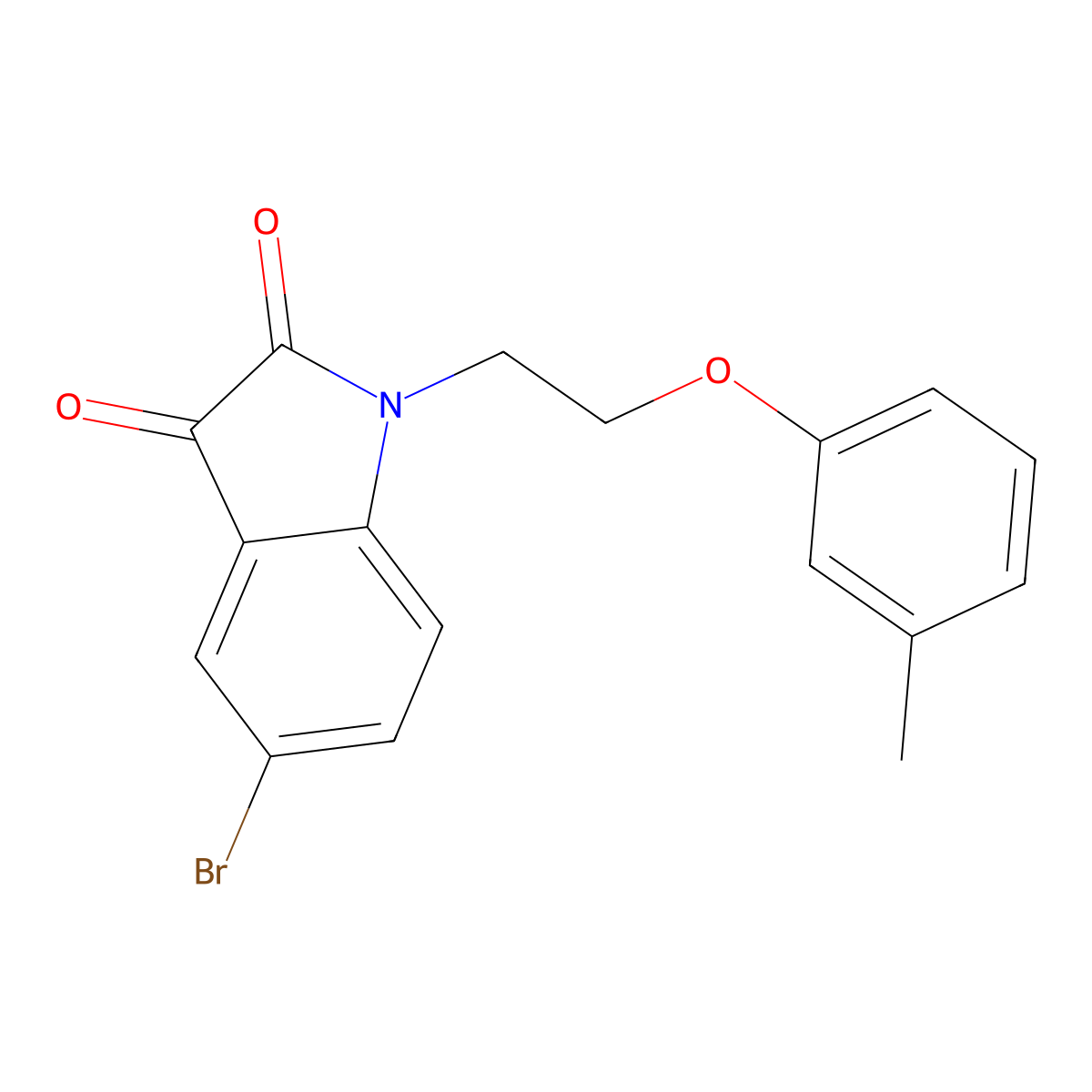 5-Bromo-1-(2-(m-tolyloxy)ethyl)indoline-2,3-dione molecular structure, CAS 862691-54-1