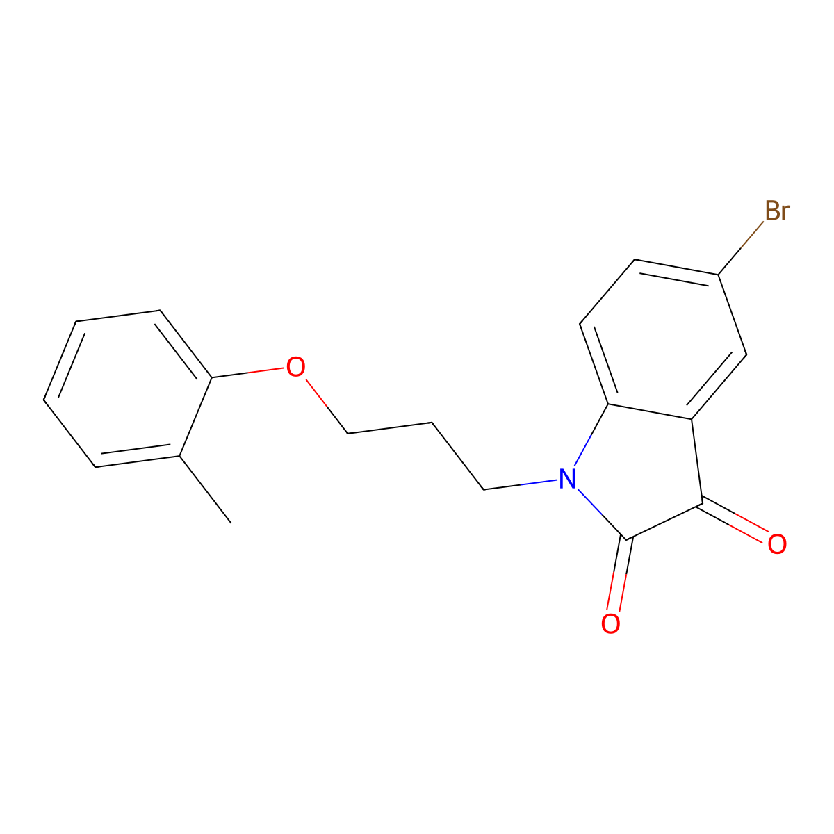 5-Bromo-1-(3-(o-tolyloxy)propyl)indoline-2,3-dione molecular structure, CAS 862691-64-3