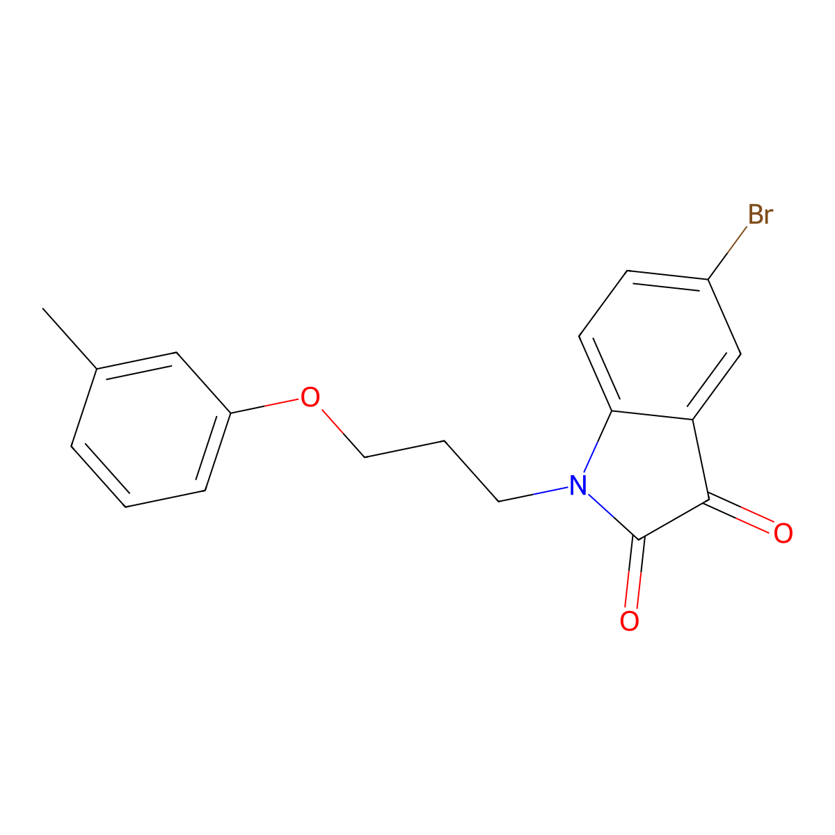 5-Bromo-1-(3-(m-tolyloxy)propyl)indoline-2,3-dione molecular structure, CAS 862691-65-4