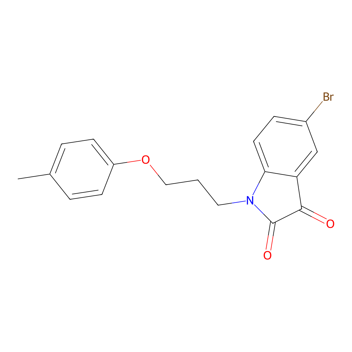 5-Bromo-1-(3-(p-tolyloxy)propyl)indoline-2,3-dione molecular structure, CAS 862691-66-5