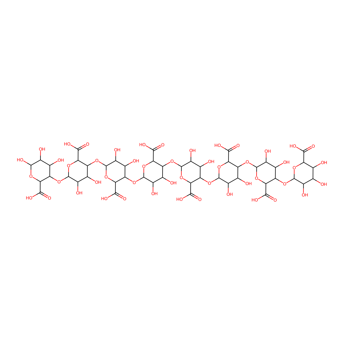 (2R,3S,4S,5S,6R)-6-[(2R,3S,4R,5S,6R)-2-carboxy-6-[(2R,3S,4R,5S,6R)-2-carboxy-6-[(2R,3S,4R,5S,6R)-2-carboxy-6-[(2R,3S,4R,5S,6R)-2-carboxy-6-[(2R,3S,4R,5S,6R)-2-carboxy-6-[(2R,3S,4R,5S,6R)-2-carboxy-6-[(2R,3S,4R,5S,6R)-2-carboxy-4,5,6-trihydroxyoxan-3-yl]oxy-4,5-dihydroxyoxan-3-yl]oxy-4,5-dihydroxyoxan-3-yl]oxy-4,5-dihydroxyoxan-3-yl]oxy-4,5-dihydroxyoxan-3-yl]oxy-4,5-dihydroxyoxan-3-yl]oxy-4,5-dihydroxyoxan-3-yl]oxy-3,4,5-trihydroxyoxane-2-carboxylic acid molecular structure, CAS 862694-88-0