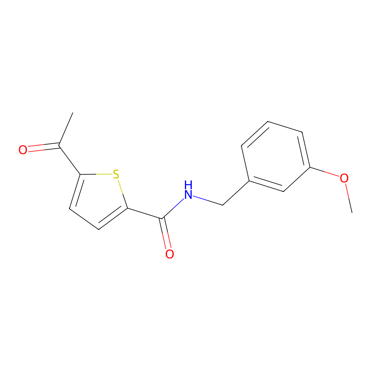 5-acetyl-N-(3-methoxybenzyl)-2-thiophenecarboxamide molecular structure, CAS 862698-89-3