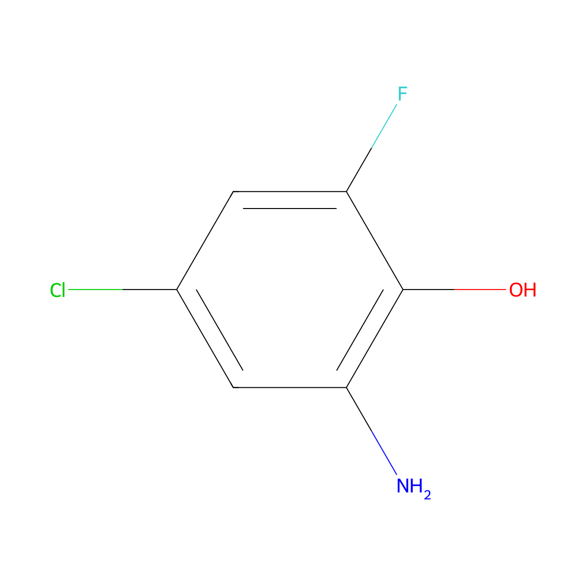 2-Amino-4-chloro-6-fluorophenol molecular structure, CAS 862699-26-1