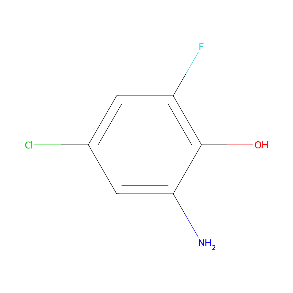 2-Amino-4-chloro-6-fluorophenol molecular structure, CAS 862699-26-1