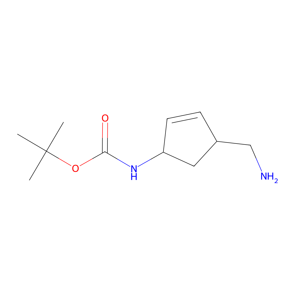cis Tert-butyl (4-(aminomethyl)cyclopent-2-en-1-yl)carbamate molecular structure, CAS 862700-34-3