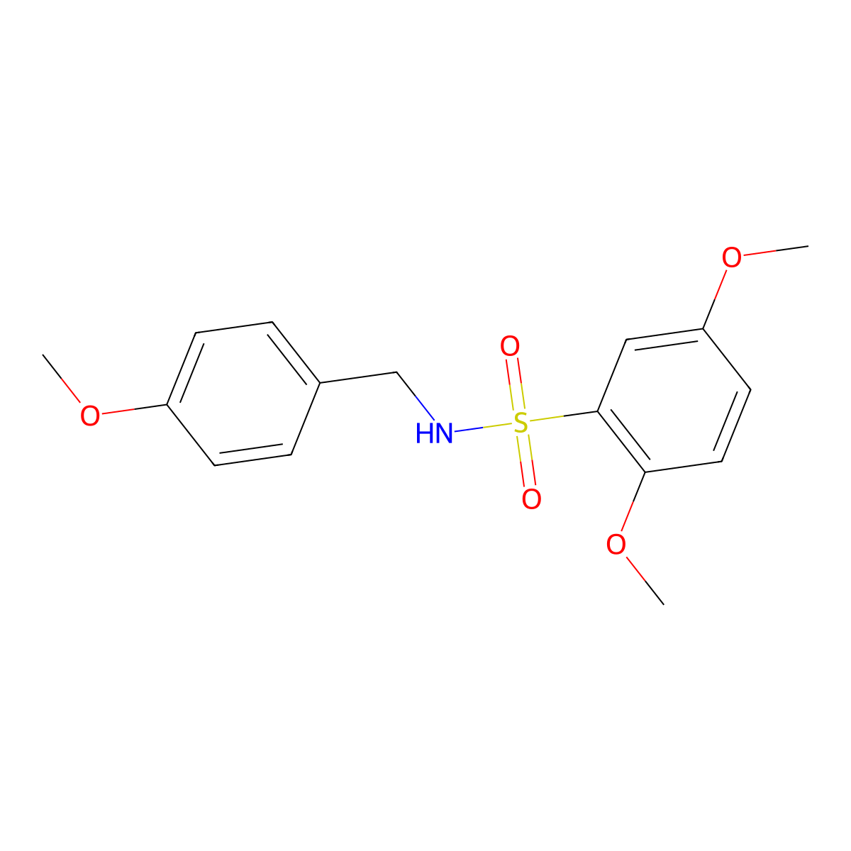 2,5-dimethoxy-N-(4-methoxybenzyl)benzenesulfonamide molecular structure, CAS 862705-15-5