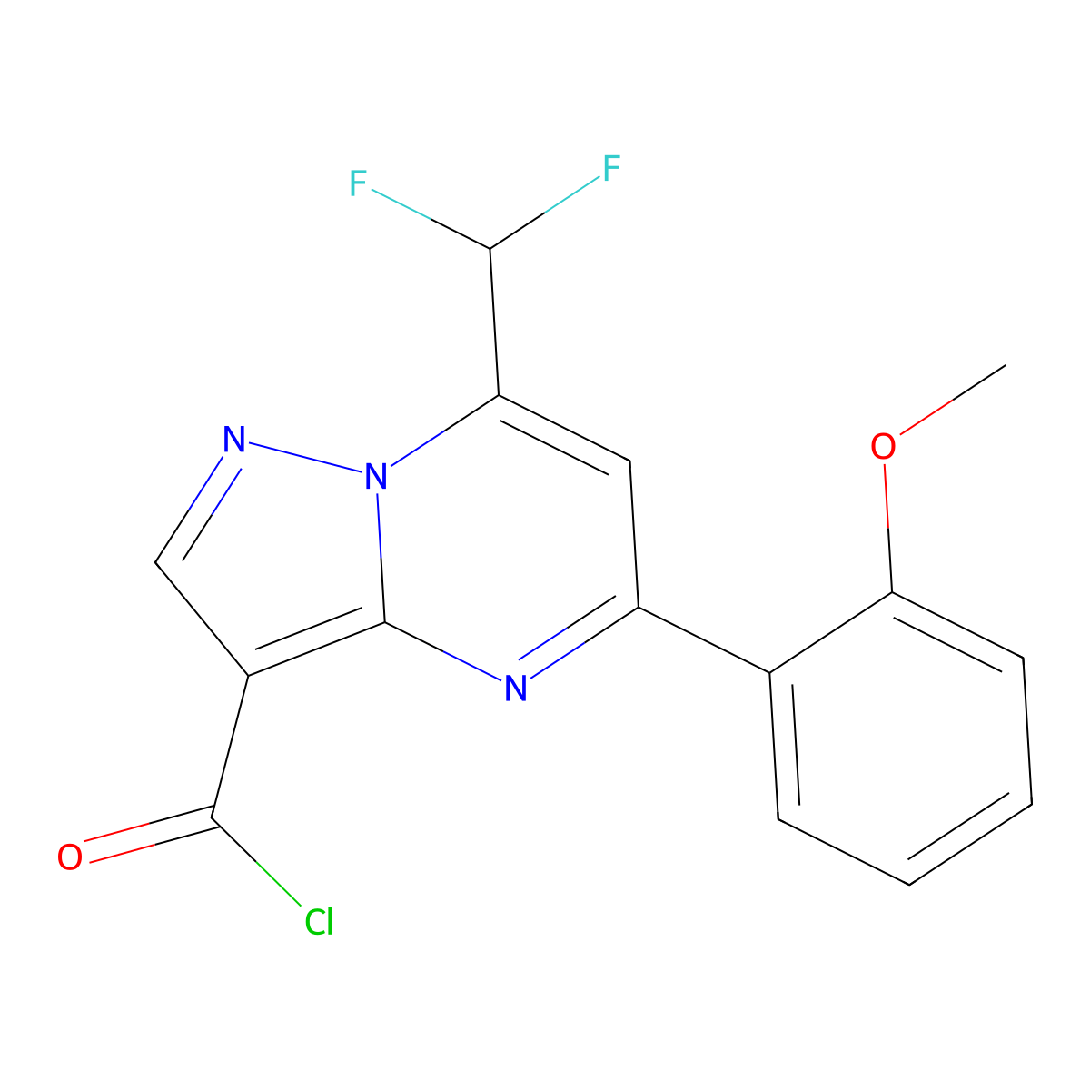 7-(Difluoromethyl)-5-(2-methoxyphenyl)pyrazolo[1,5-a]pyrimidine-3-carbonyl chloride molecular structure, CAS 862705-28-0