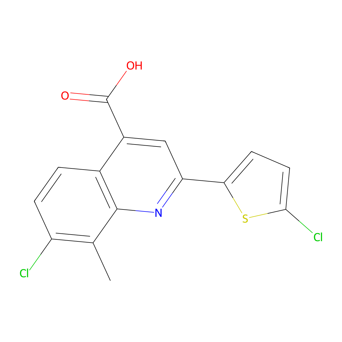 7-Chloro-2-(5-chlorothien-2-yl)-8-methylquinoline-4-carboxylic acid molecular structure, CAS 862705-52-0