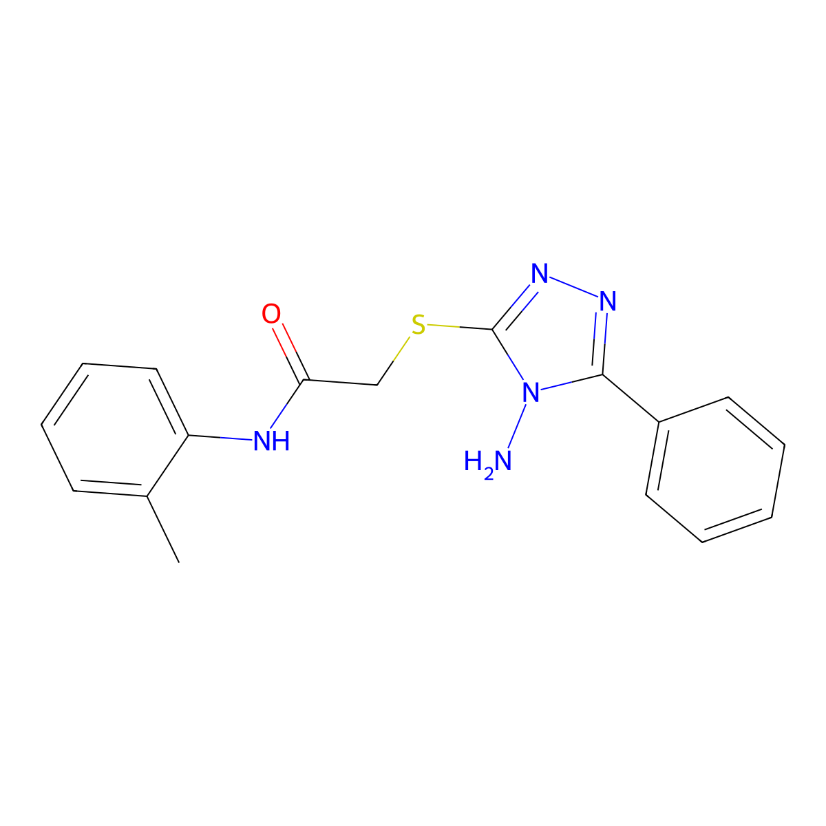 2-((4-amino-5-phenyl-4H-1,2,4-triazol-3-yl)thio)-N-(o-tolyl)acetamide molecular structure, CAS 862706-79-4