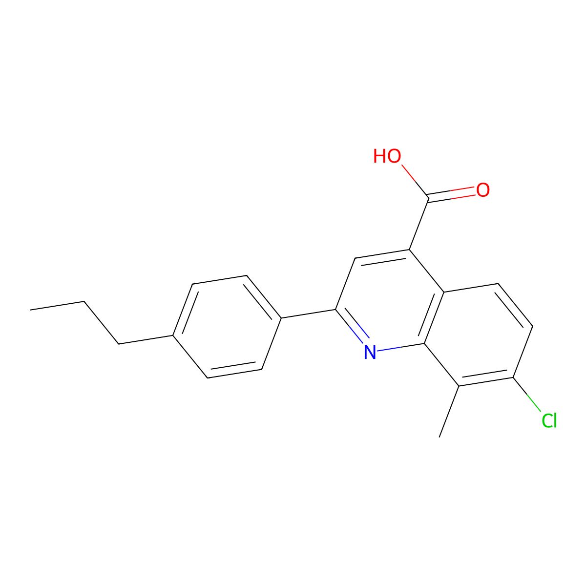 7-Chloro-8-methyl-2-(4-propylphenyl)quinoline-4-carboxylic acid molecular structure, CAS 862710-17-6