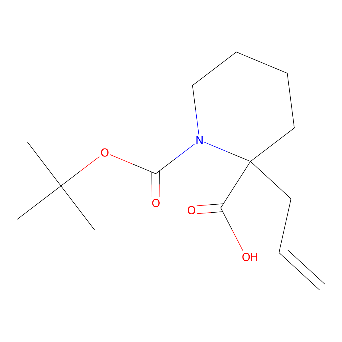 1-((Tert-butoxy)carbonyl)-2-(prop-2-en-1-yl)piperidine-2-carboxylic acid molecular structure, CAS 862711-13-5
