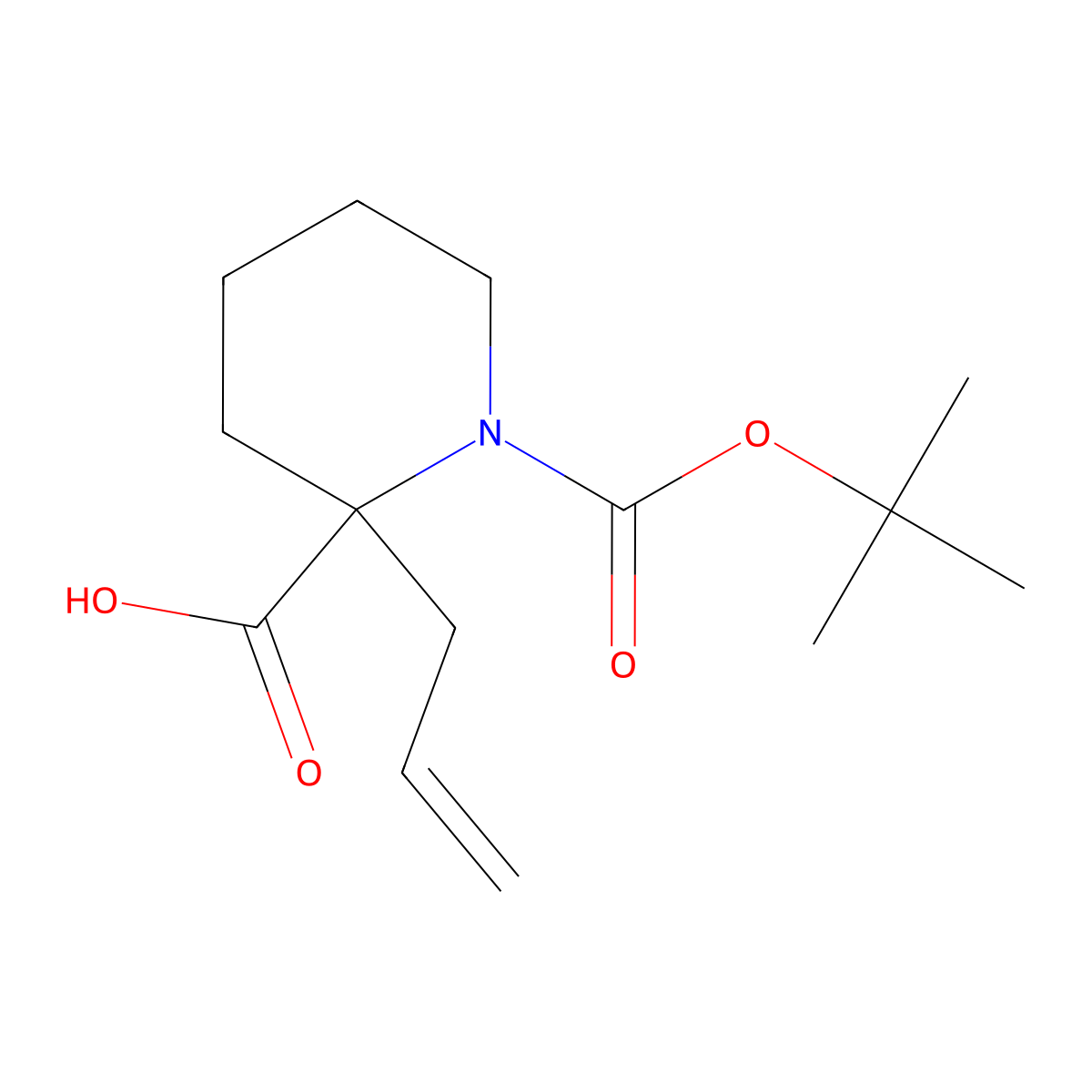1-((Tert-butoxy)carbonyl)-2-(prop-2-en-1-yl)piperidine-2-carboxylic acid molecular structure, CAS 862711-13-5