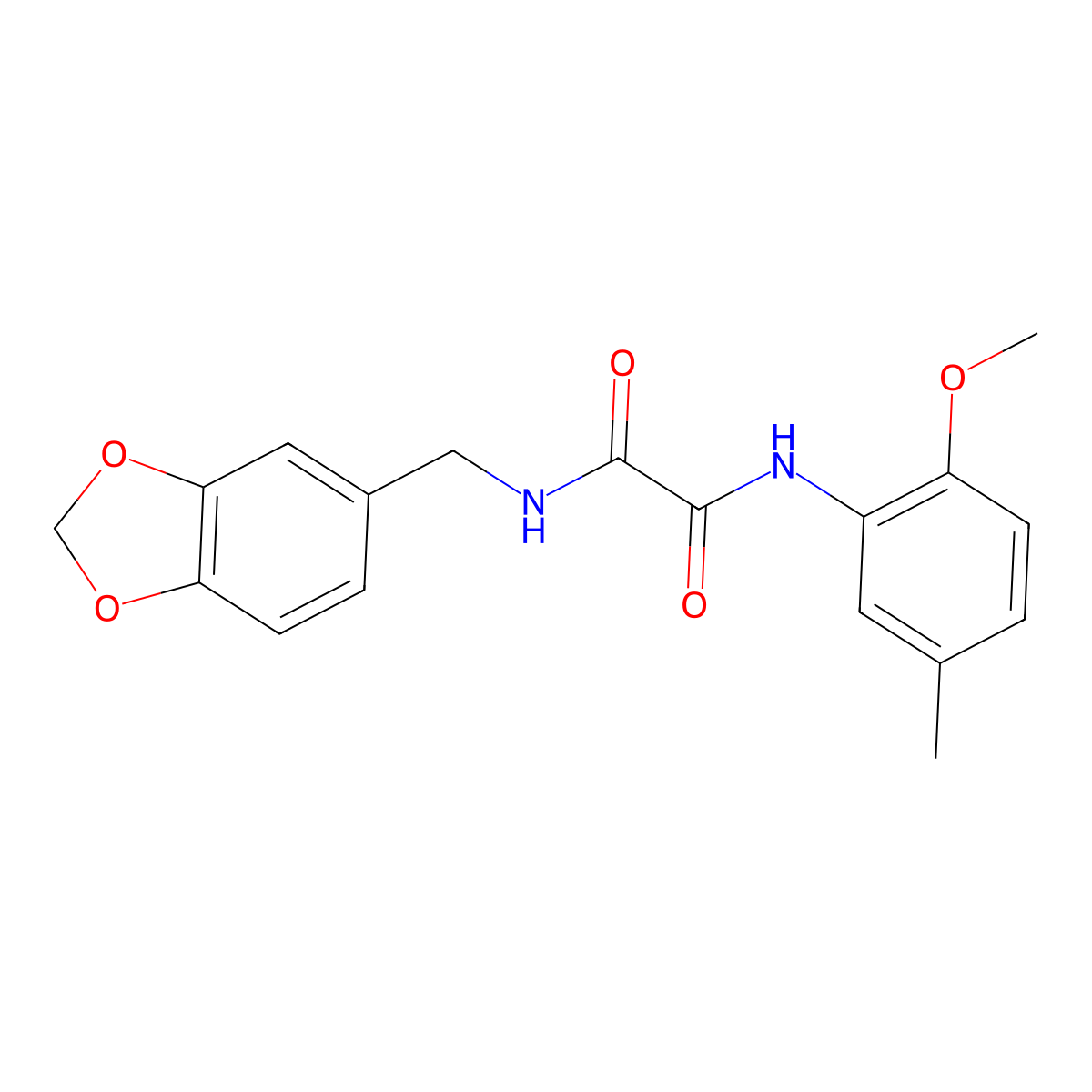 N-(1,3-benzodioxol-5-ylmethyl)-N'-(2-methoxy-5-methylphenyl)oxamide molecular structure, CAS 862713-68-6