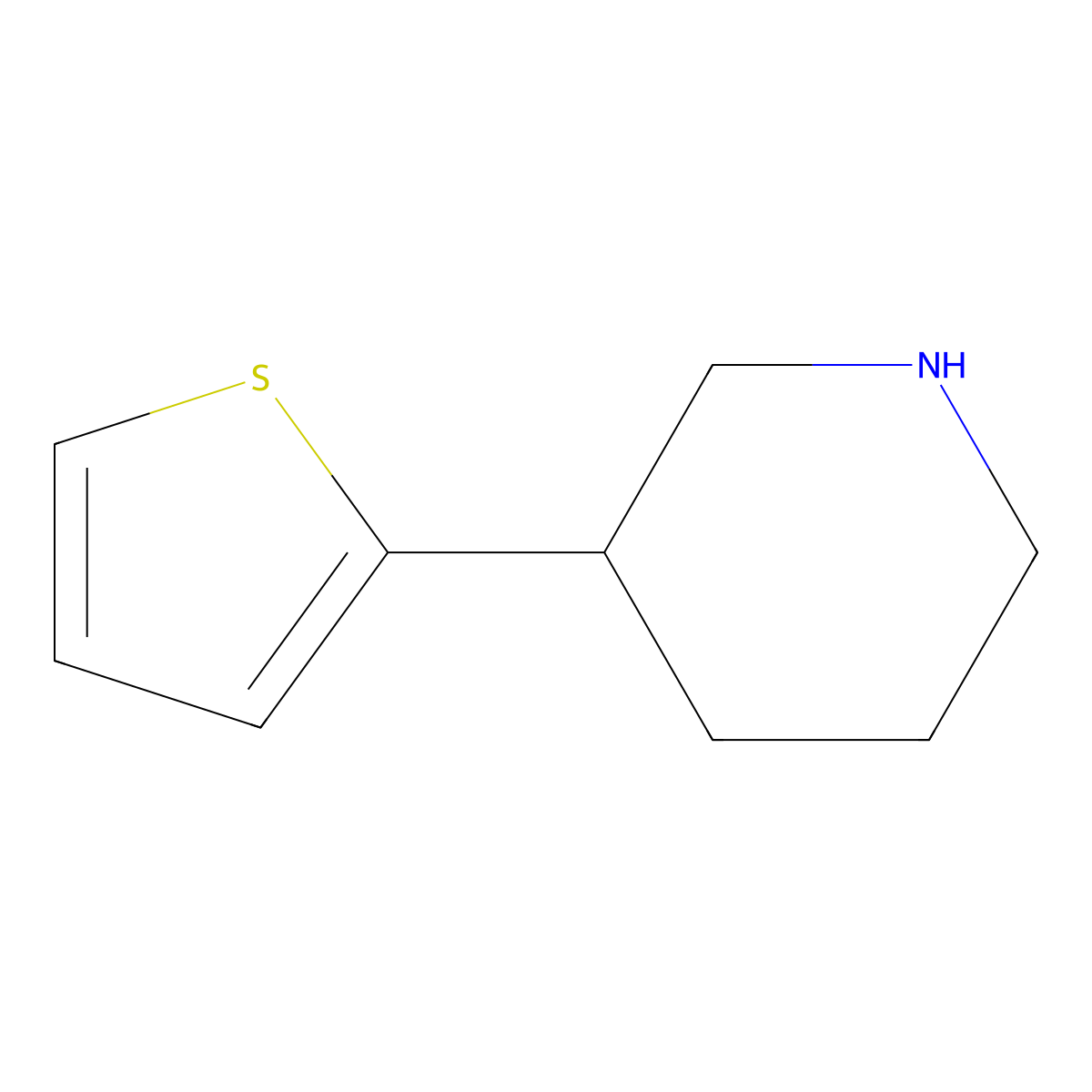 3-(Thiophen-2-yl)piperidine molecular structure, CAS 862718-69-2