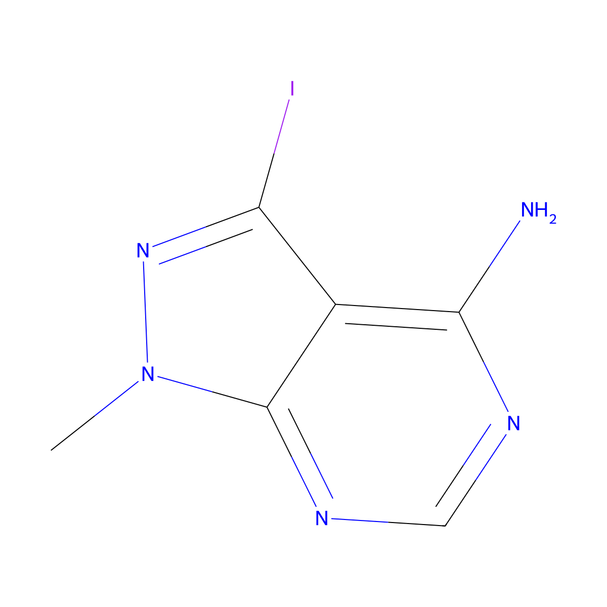 3-iodo-1-methyl-1H-pyrazolo[3,4-d]pyrimidin-4-amine molecular structure, CAS 862729-12-2