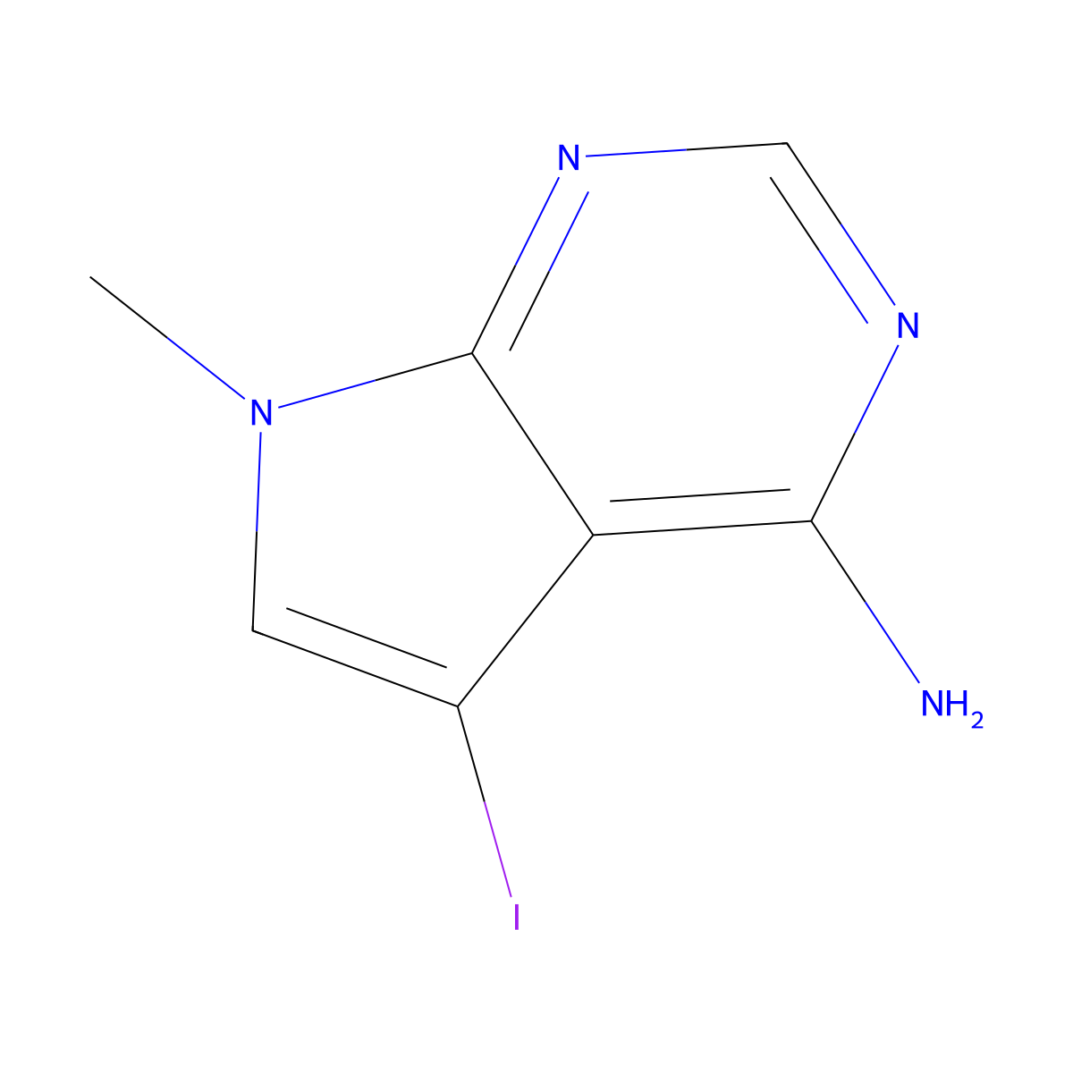 5-Iodo-7-methyl-7H-pyrrolo[2,3-d]pyrimidin-4-amine molecular structure, CAS 862729-13-3