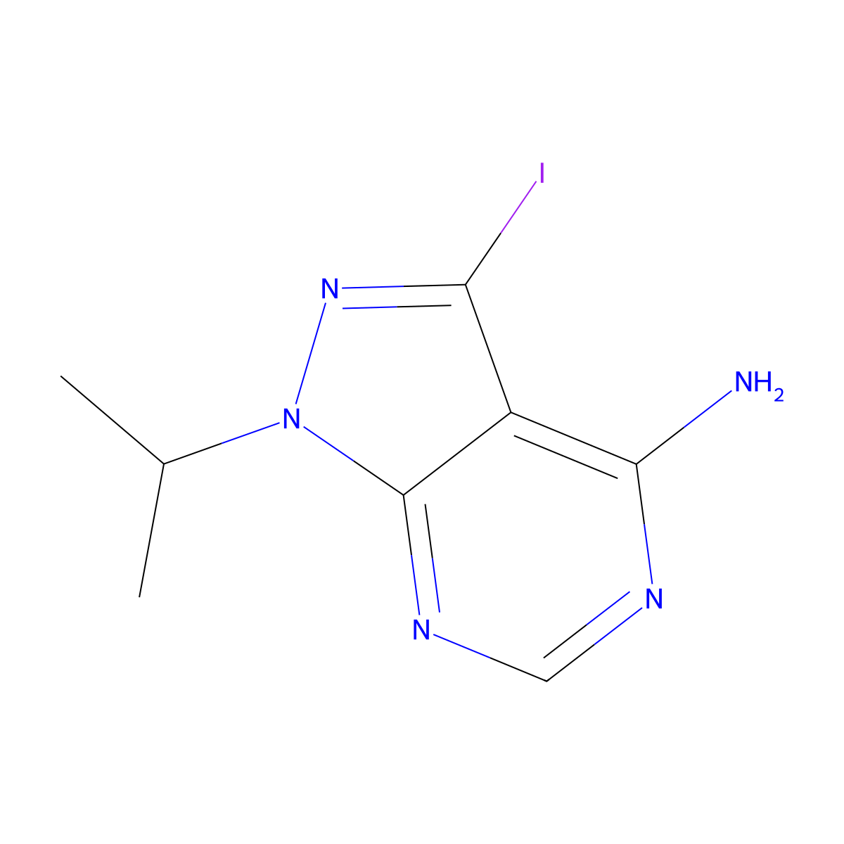 3-iodo-1-isopropyl-1H-pyrazolo[3,4-d]pyrimidin-4-amine molecular structure, CAS 862730-04-9