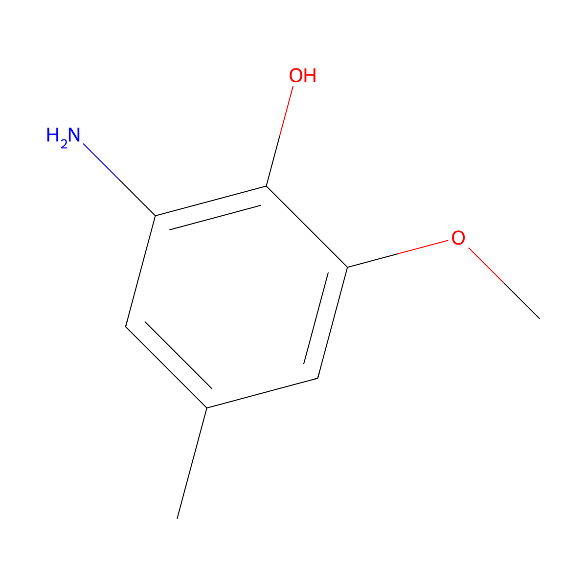 2-Amino-6-methoxy-4-methylphenol molecular structure, CAS 862730-25-4