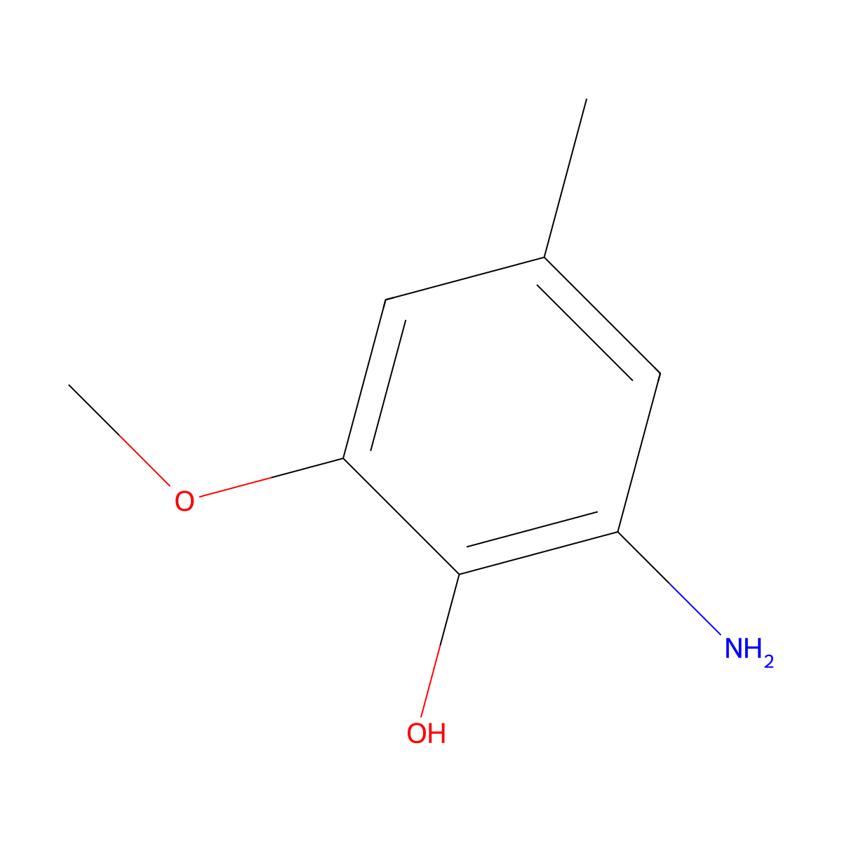 2-Amino-6-methoxy-4-methylphenol molecular structure, CAS 862730-25-4