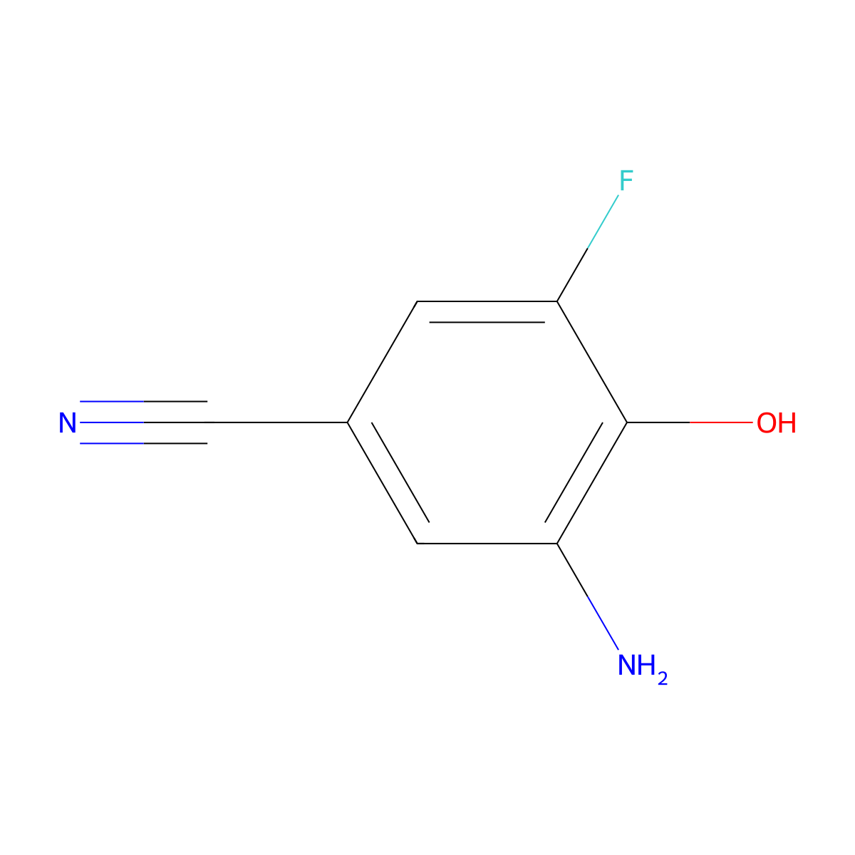 3-Amino-5-fluoro-4-hydroxybenzonitrile molecular structure, CAS 862730-29-8