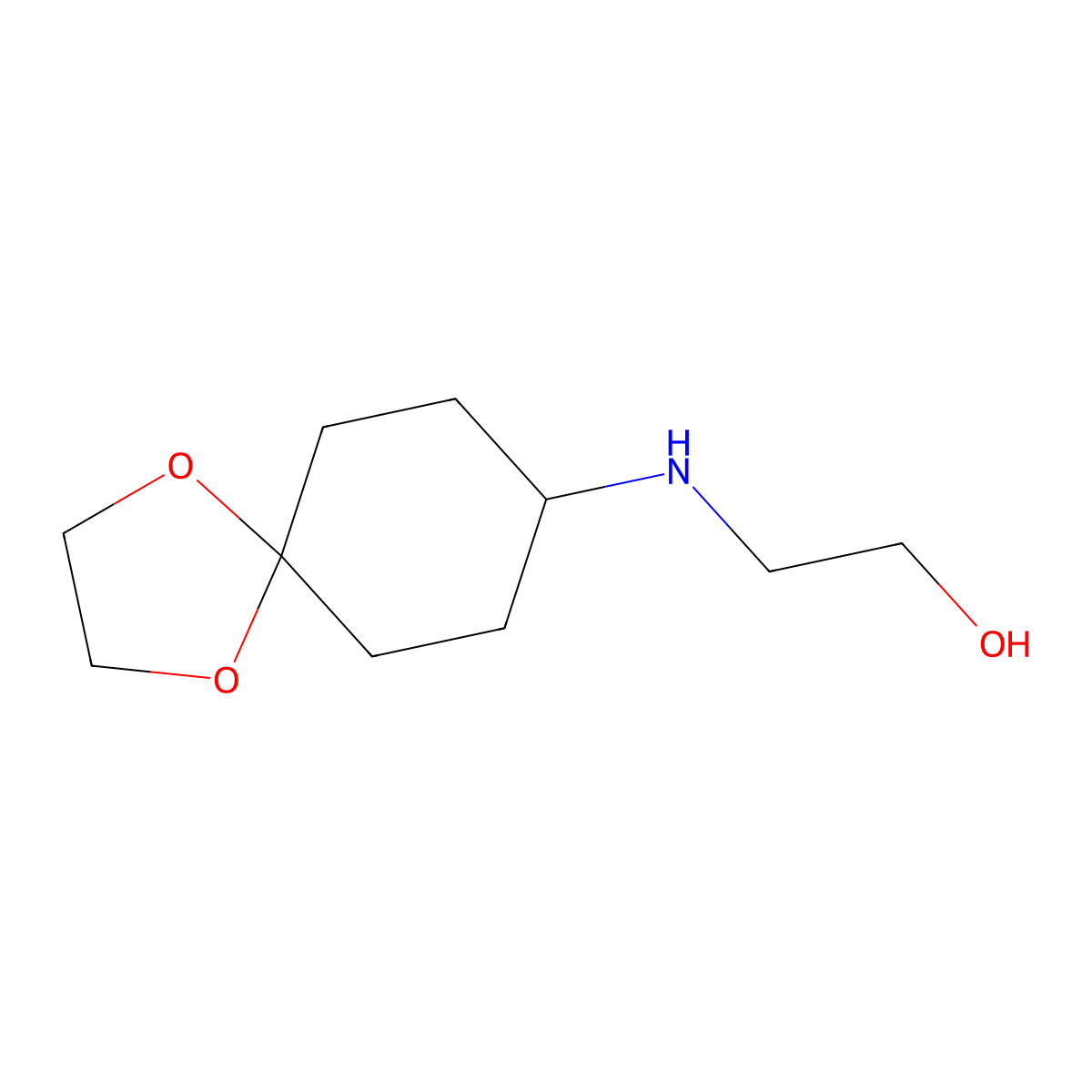 2-({1,4-Dioxaspiro[4.5]decan-8-yl}amino)ethan-1-ol molecular structure, CAS 862730-43-6
