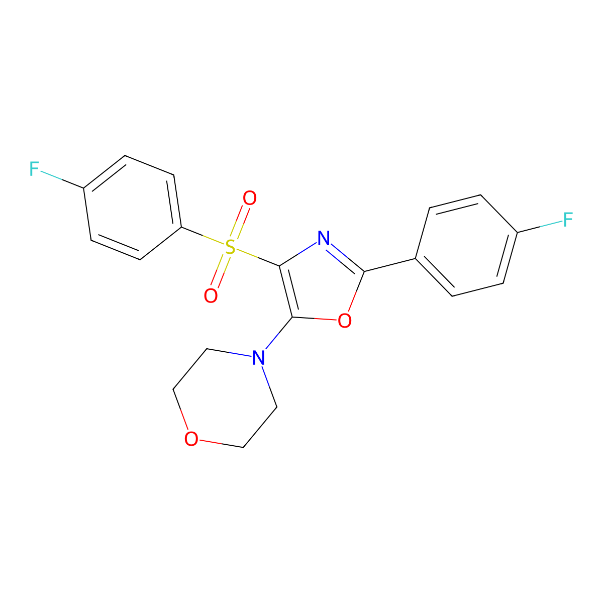 4-(2-(4-Fluorophenyl)-4-((4-fluorophenyl)sulfonyl)oxazol-5-yl)morpholine molecular structure, CAS 862737-32-4