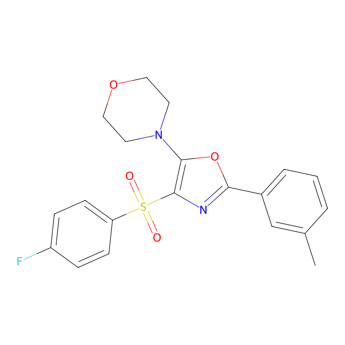 4-(4-((4-Fluorophenyl)sulfonyl)-2-(m-tolyl)oxazol-5-yl)morpholine molecular structure, CAS 862737-35-7