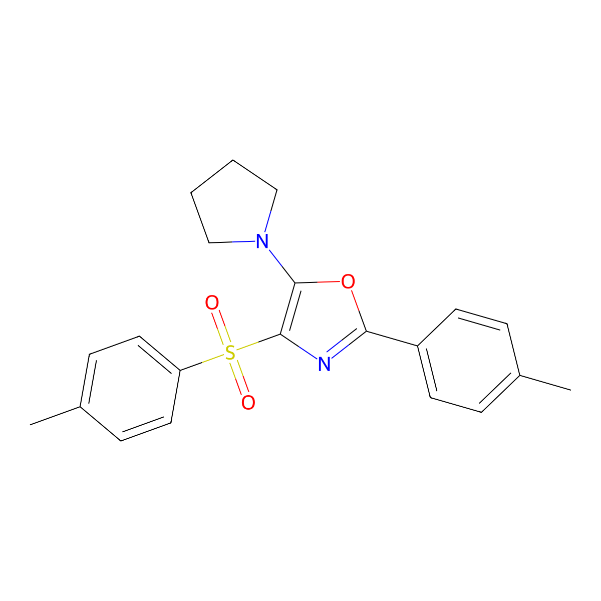 4-(4-Methylbenzenesulfonyl)-2-(4-methylphenyl)-5-(pyrrolidin-1-yl)-1,3-oxazole molecular structure, CAS 862737-51-7