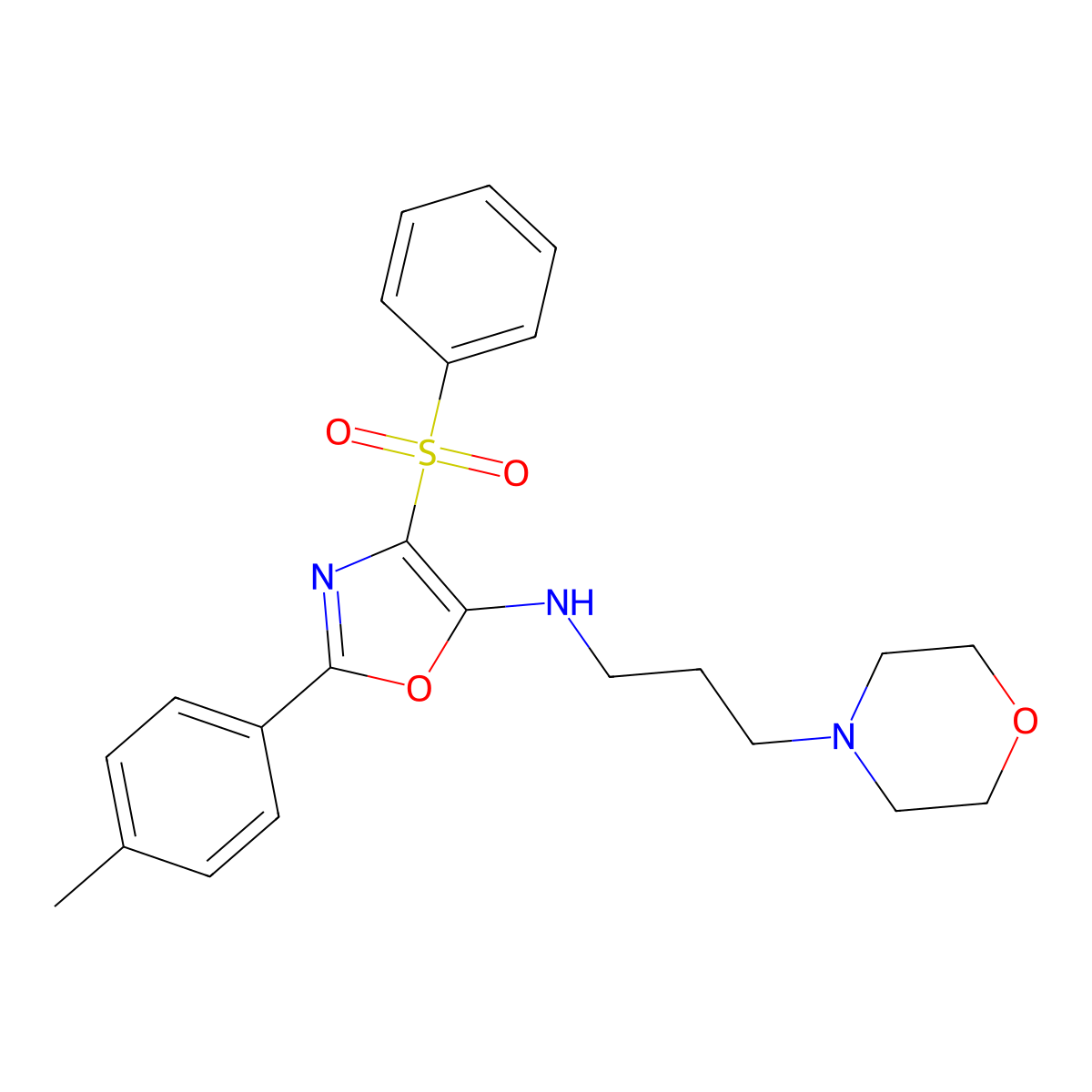 N-(3-morpholinopropyl)-4-(phenylsulfonyl)-2-(p-tolyl)oxazol-5-amine molecular structure, CAS 862737-83-5