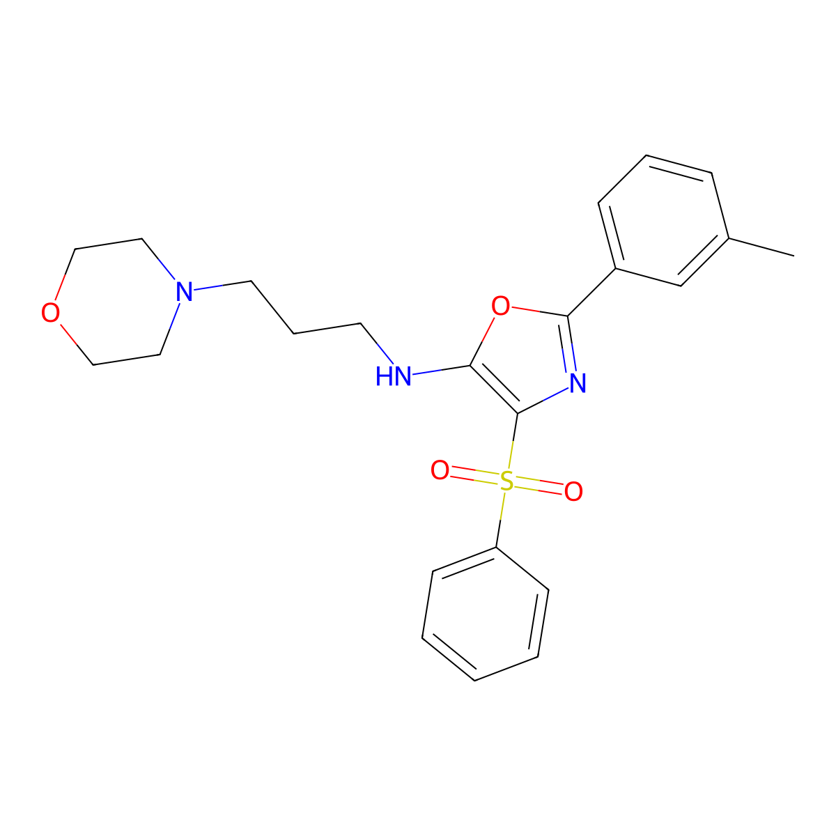 N-(3-morpholinopropyl)-4-(phenylsulfonyl)-2-(m-tolyl)oxazol-5-amine molecular structure, CAS 862737-97-1