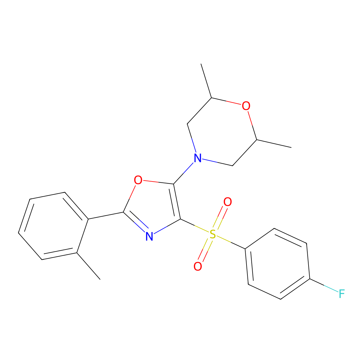 4-(4-((4-Fluorophenyl)sulfonyl)-2-(o-tolyl)oxazol-5-yl)-2,6-dimethylmorpholine molecular structure, CAS 862738-39-4