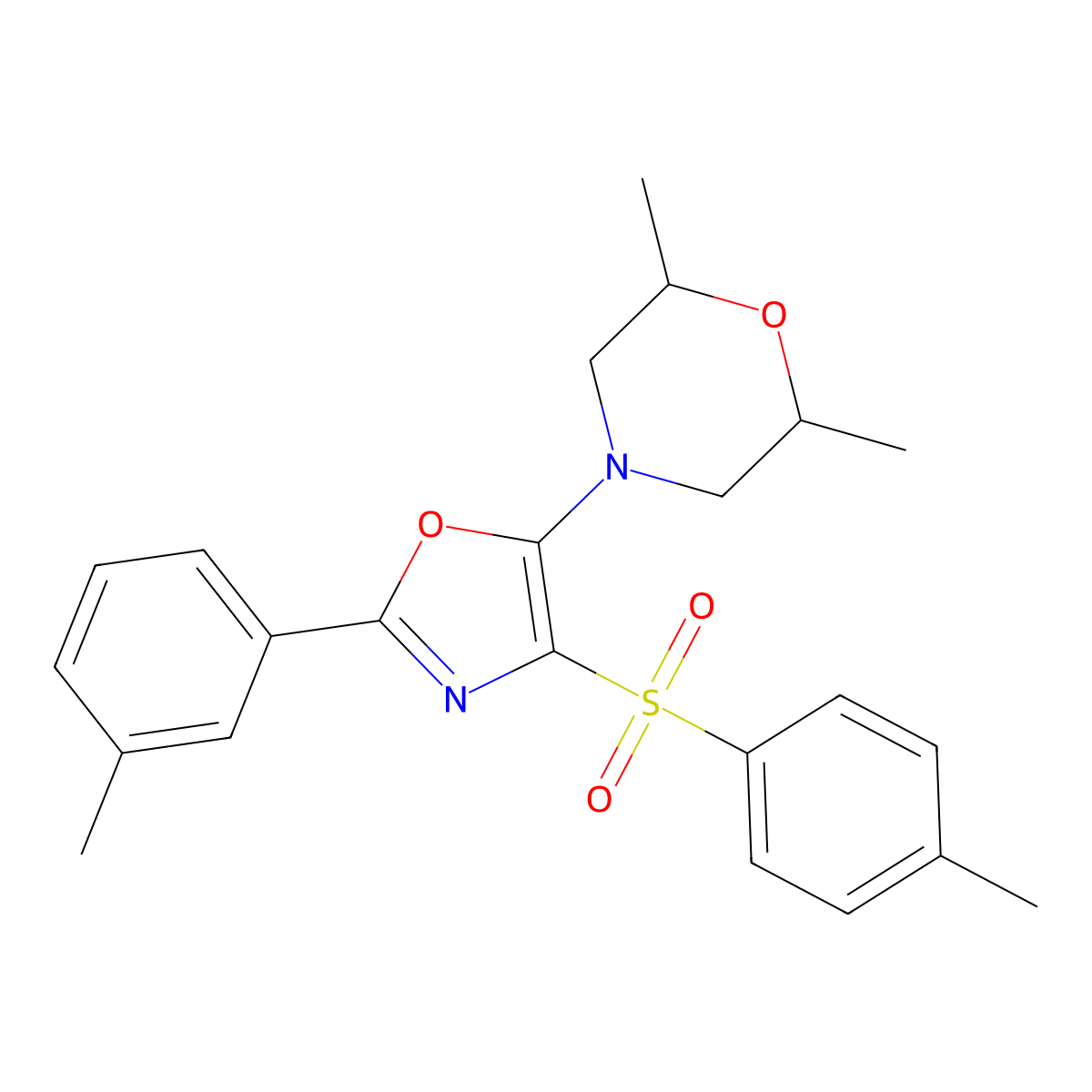 2,6-Dimethyl-4-(2-(m-tolyl)-4-tosyloxazol-5-yl)morpholine molecular structure, CAS 862738-45-2