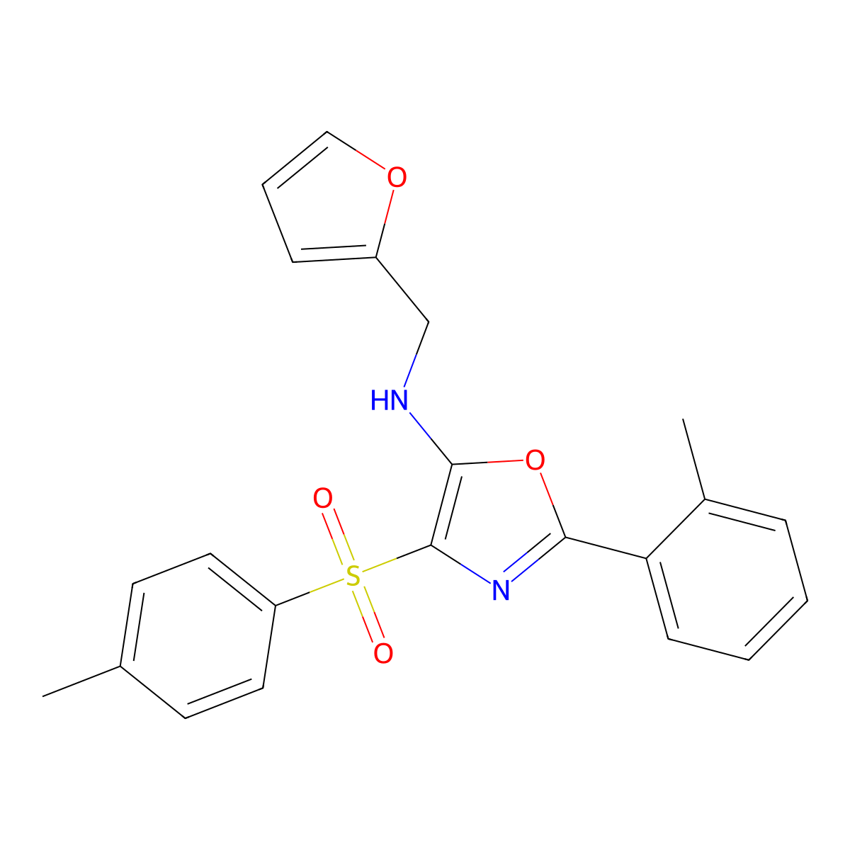 N-(furan-2-ylmethyl)-2-(o-tolyl)-4-tosyloxazol-5-amine molecular structure, CAS 862738-57-6