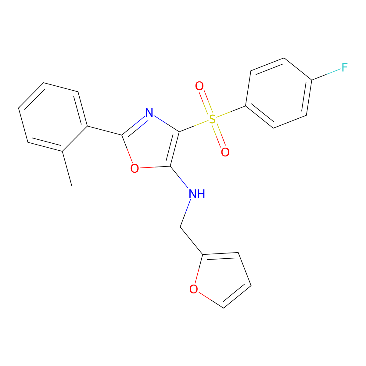 4-((4-fluorophenyl)sulfonyl)-N-(furan-2-ylmethyl)-2-(o-tolyl)oxazol-5-amine molecular structure, CAS 862738-60-1